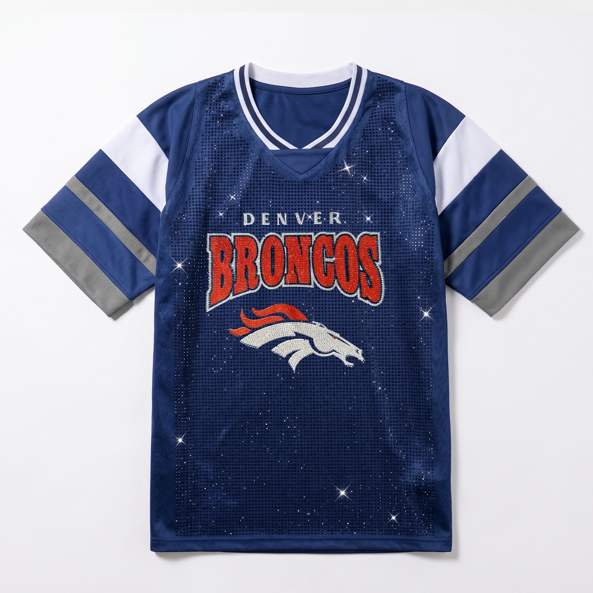 DENVER BRONCOS AMPED UP RHINESTONE FASHION TOP