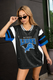 DETROIT LIONS AMPED UP RHINESTONE FASHION TOP