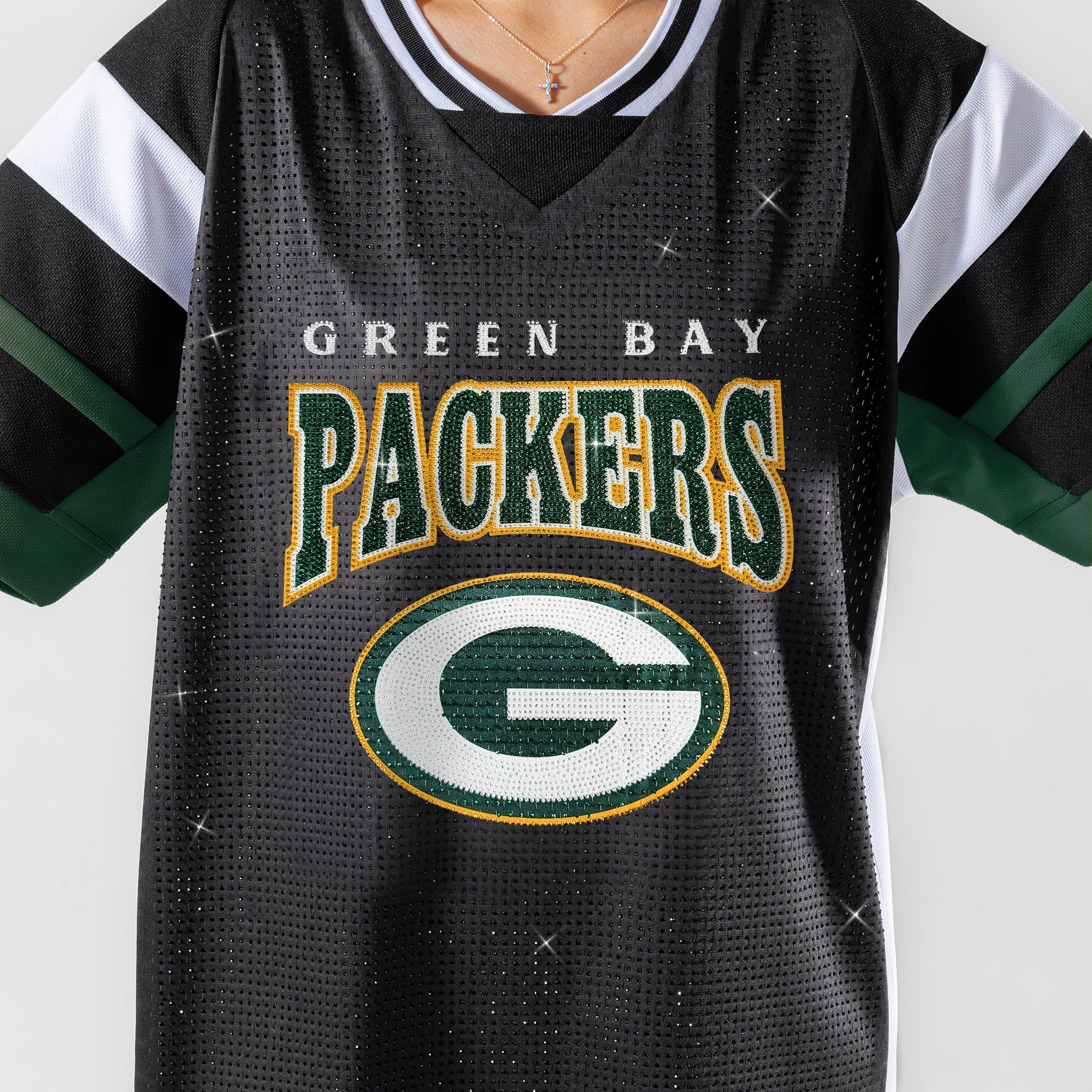 GREEN BAY PACKERS AMPED UP RHINESTONE FASHION TOP