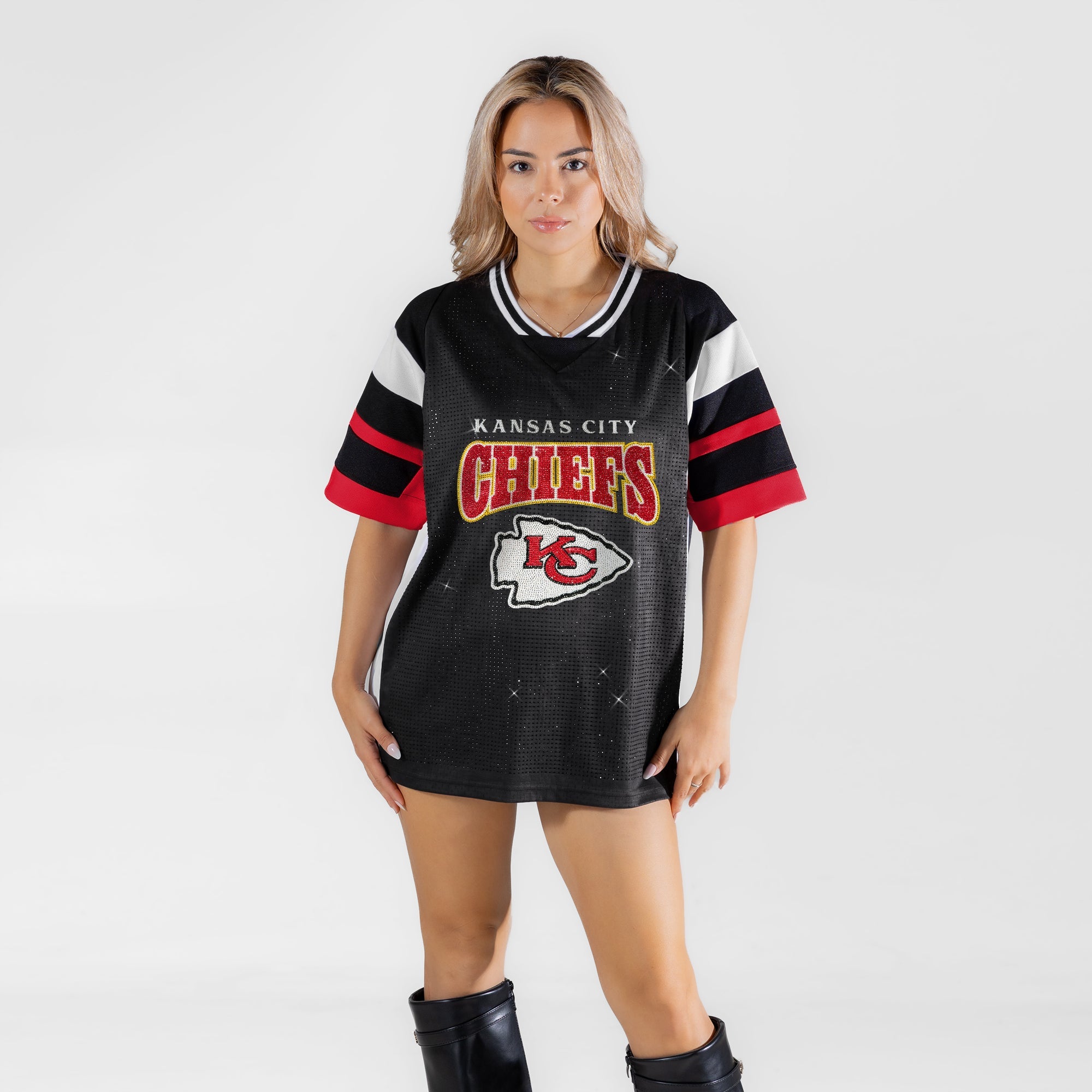 KANSAS CITY CHIEFS AMPED UP RHINESTONE FASHION TOP