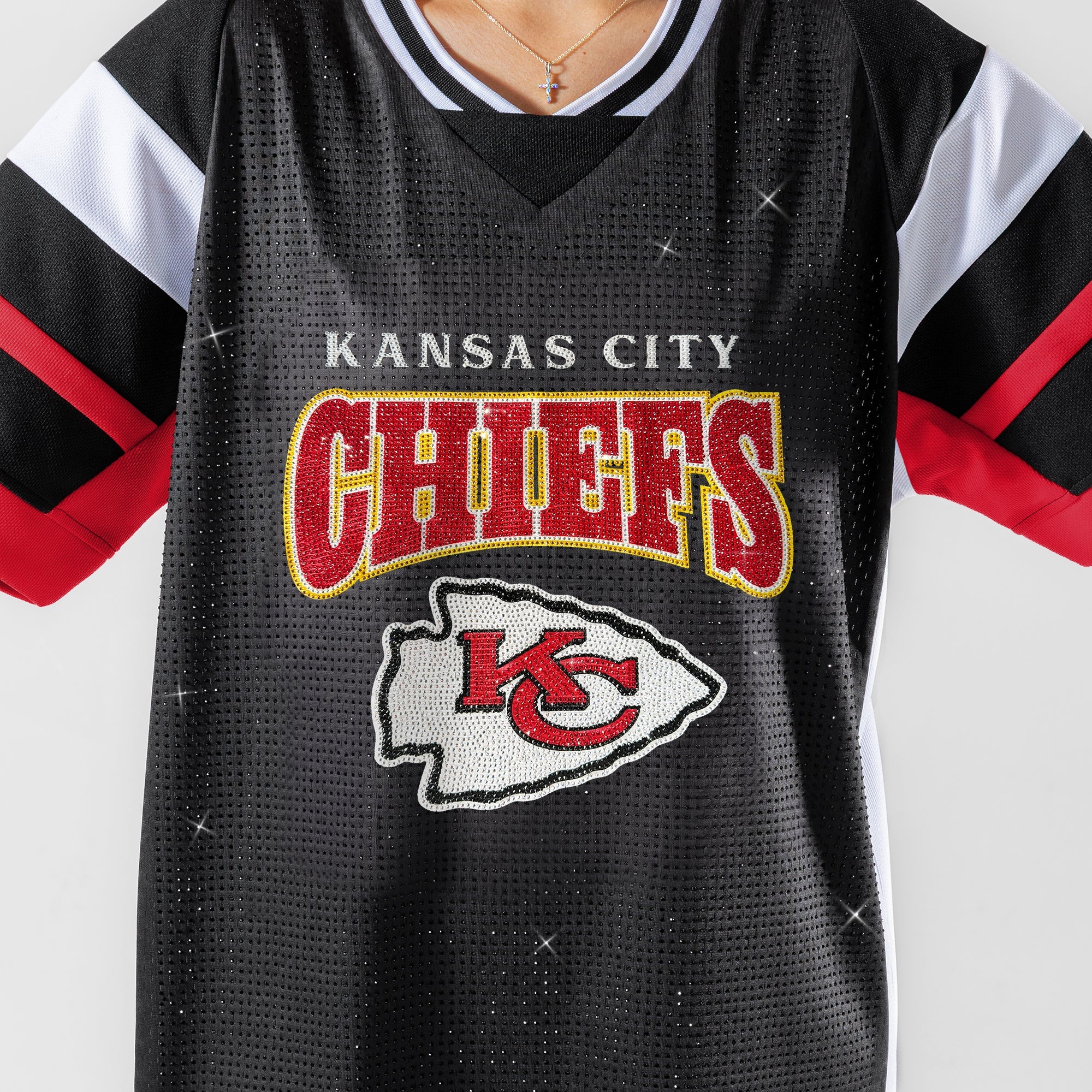 KANSAS CITY CHIEFS AMPED UP RHINESTONE FASHION TOP
