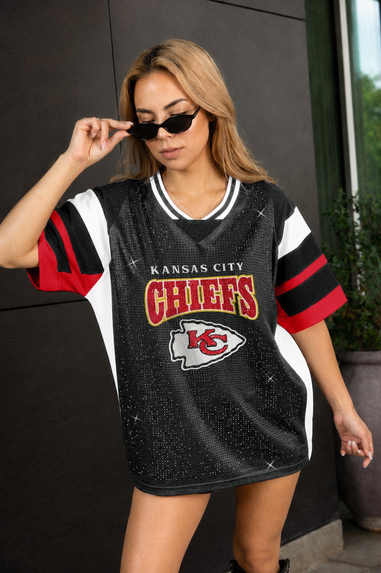 KANSAS CITY CHIEFS AMPED UP RHINESTONE FASHION TOP