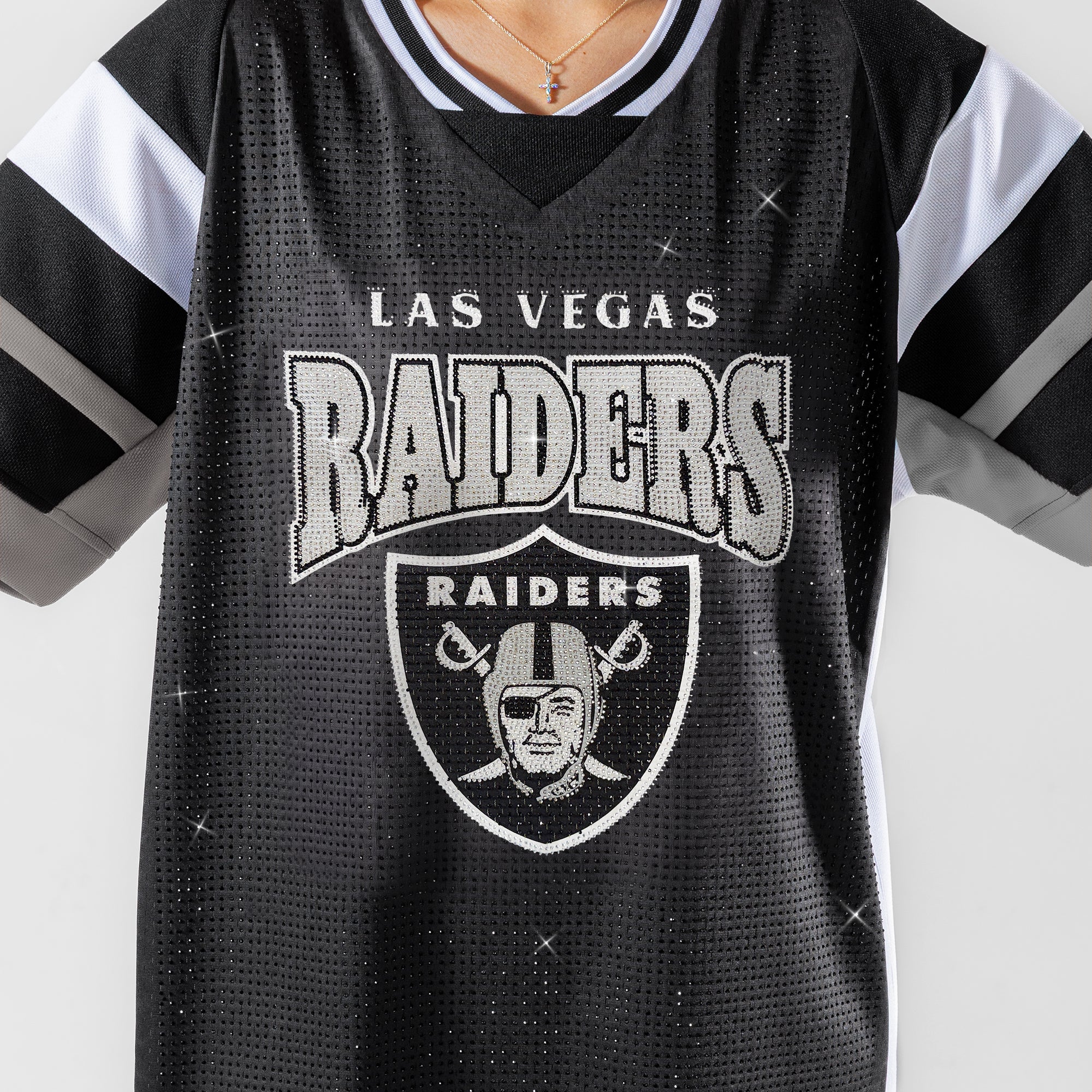 LAS VEGAS RAIDERS AMPED UP RHINESTONE FASHION TOP