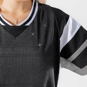 LAS VEGAS RAIDERS AMPED UP RHINESTONE FASHION TOP