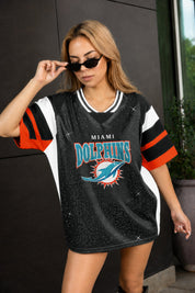 MIAMI DOLPHINS AMPED UP RHINESTONE FASHION TOP