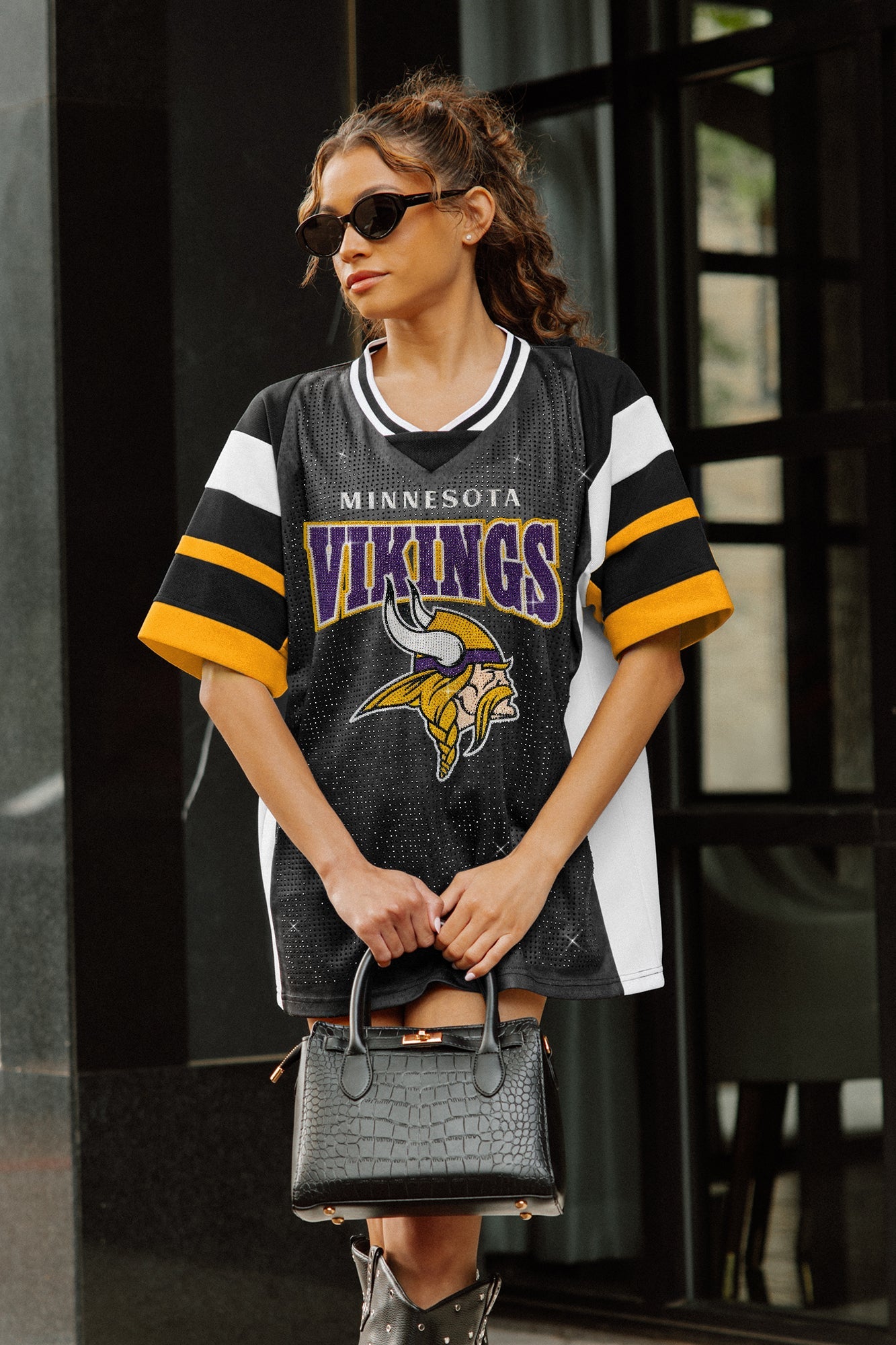 MINNESOTA VIKINGS AMPED UP RHINESTONE FASHION TOP