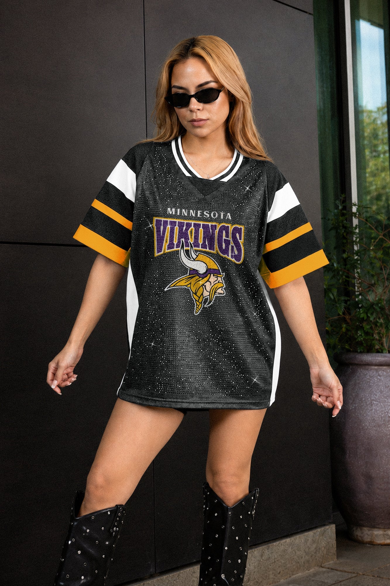 MINNESOTA VIKINGS AMPED UP RHINESTONE FASHION TOP
