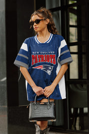 NEW ENGLAND PATRIOTS AMPED UP RHINESTONE FASHION TOP
