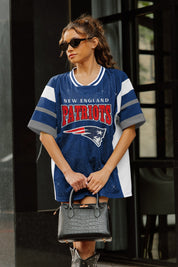 NEW ENGLAND PATRIOTS AMPED UP RHINESTONE FASHION TOP
