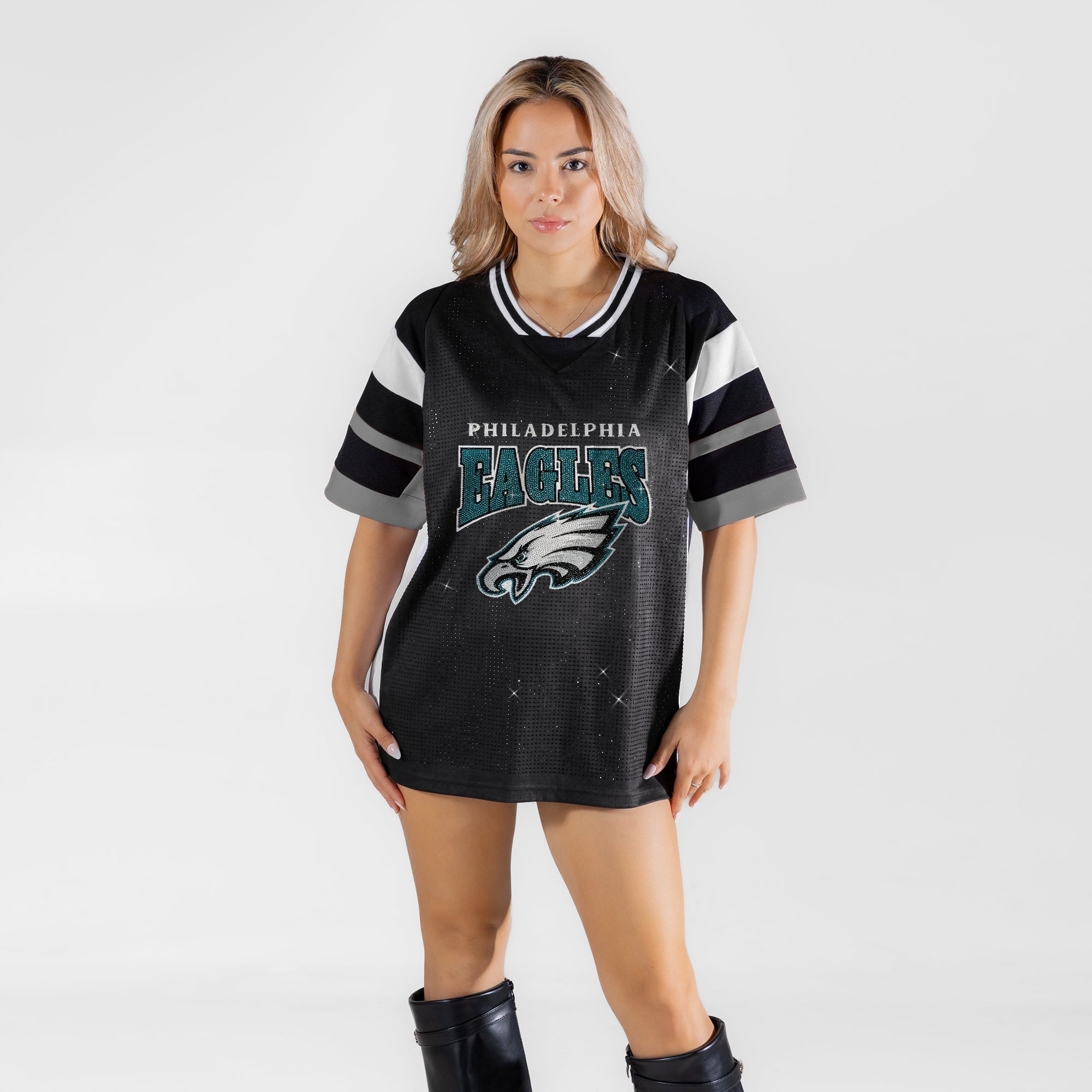PHILADELPHIA EAGLES AMPED UP RHINESTONE FASHION TOP