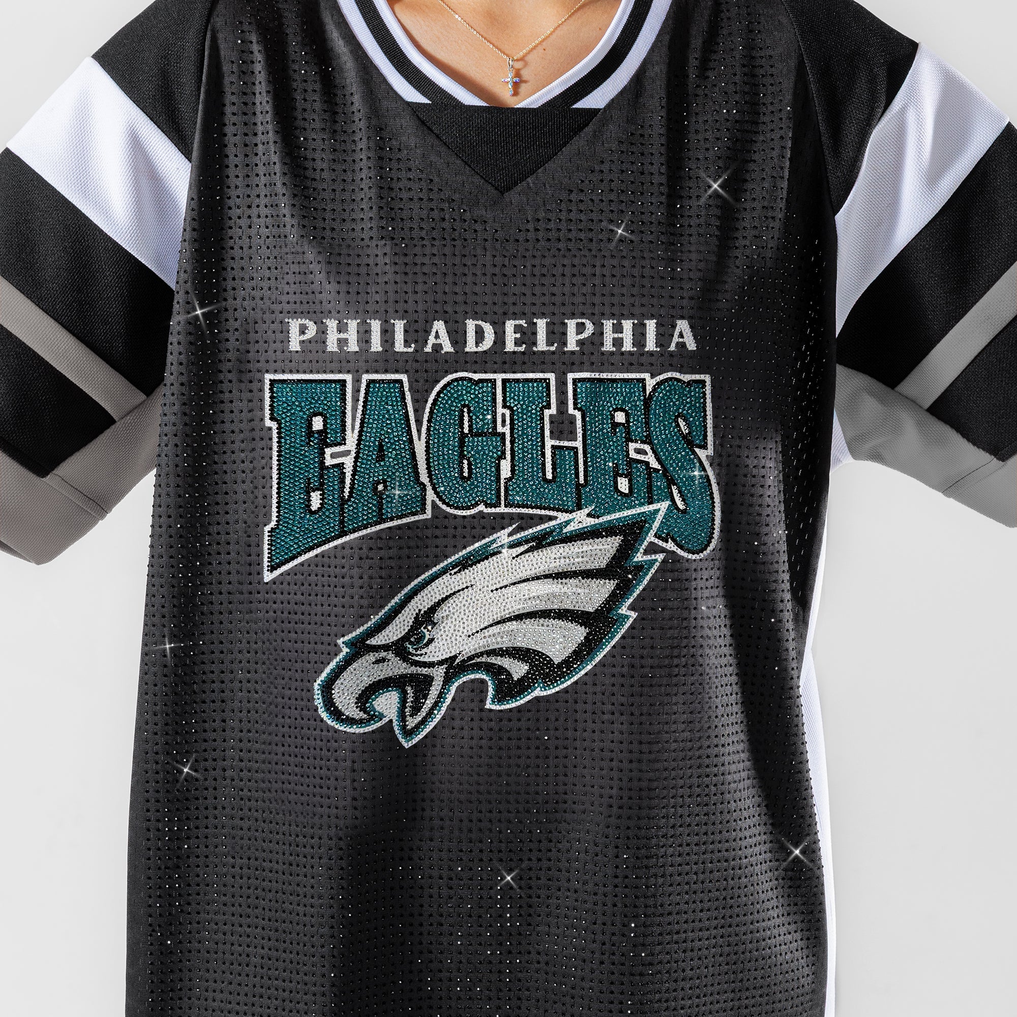 PHILADELPHIA EAGLES AMPED UP RHINESTONE FASHION TOP