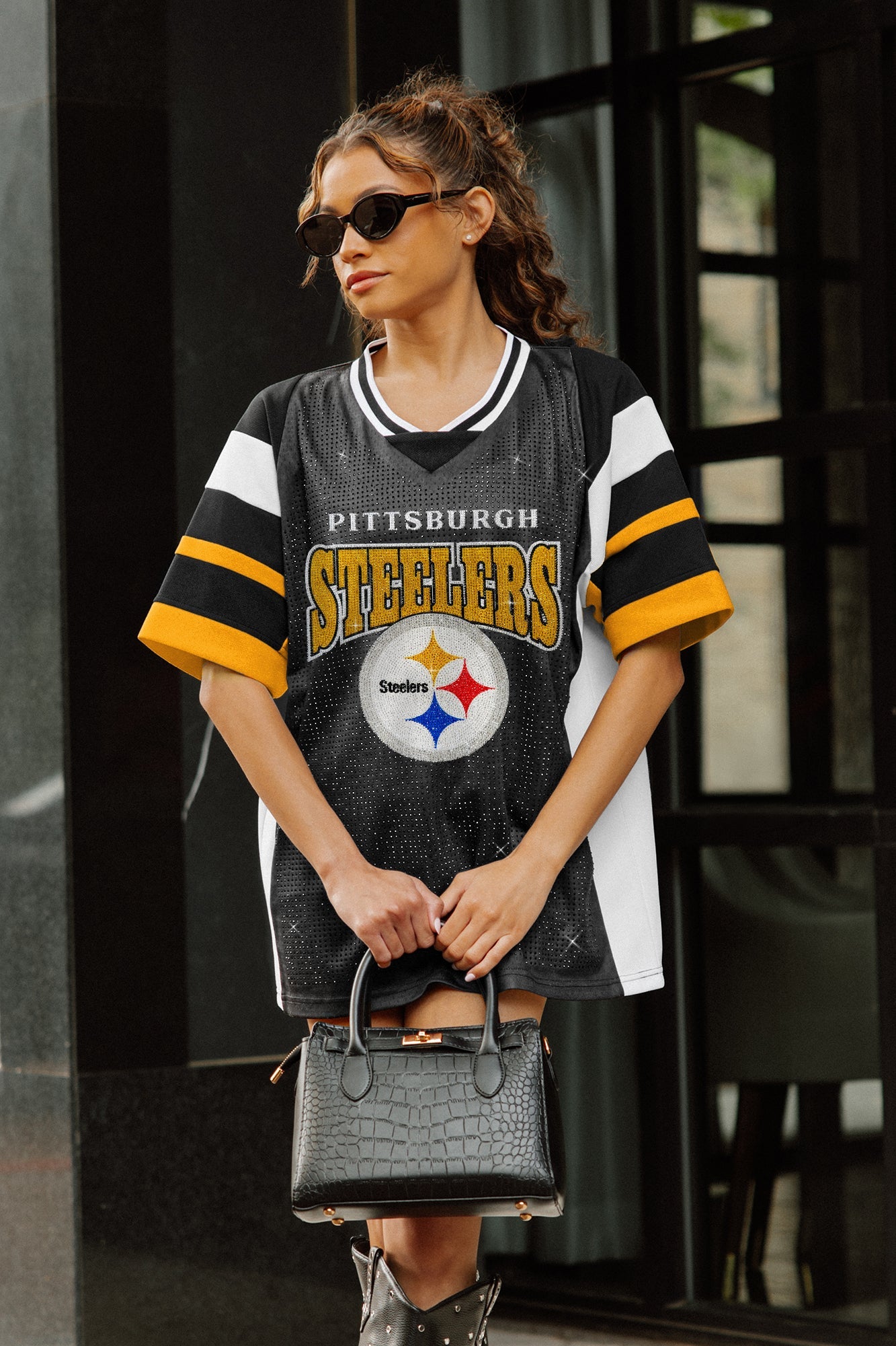 PITTSBURGH STEELERS AMPED UP RHINESTONE FASHION TOP