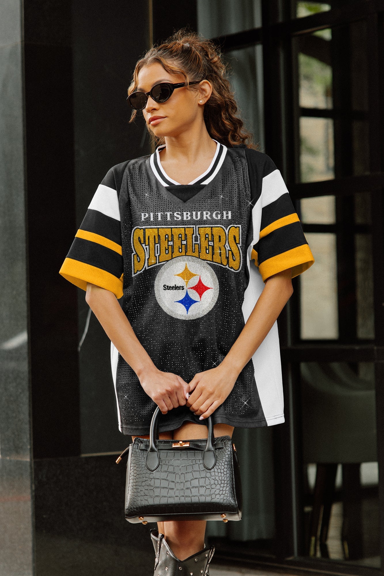 PITTSBURGH STEELERS AMPED UP RHINESTONE FASHION TOP