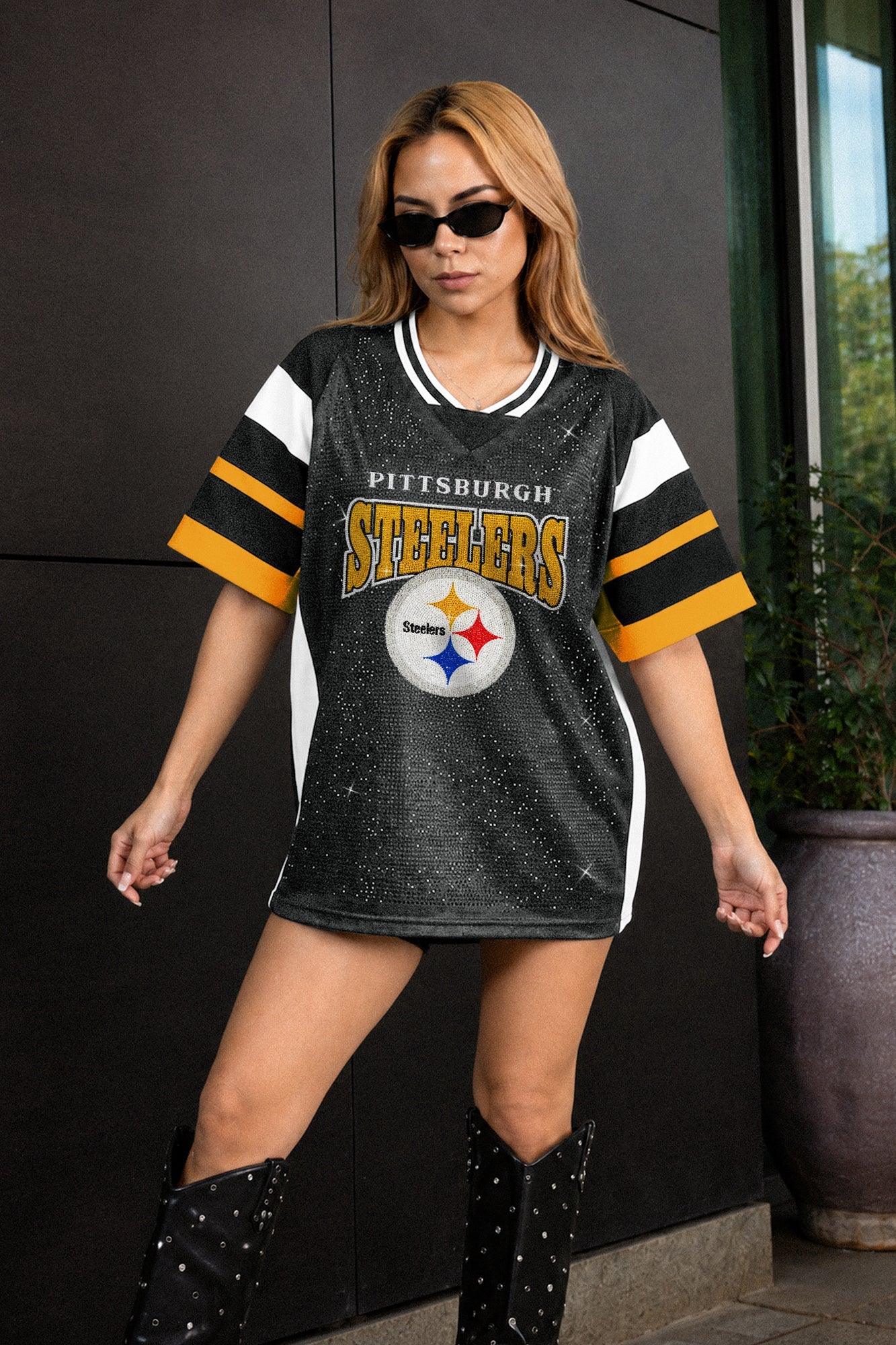 PITTSBURGH STEELERS AMPED UP RHINESTONE FASHION TOP