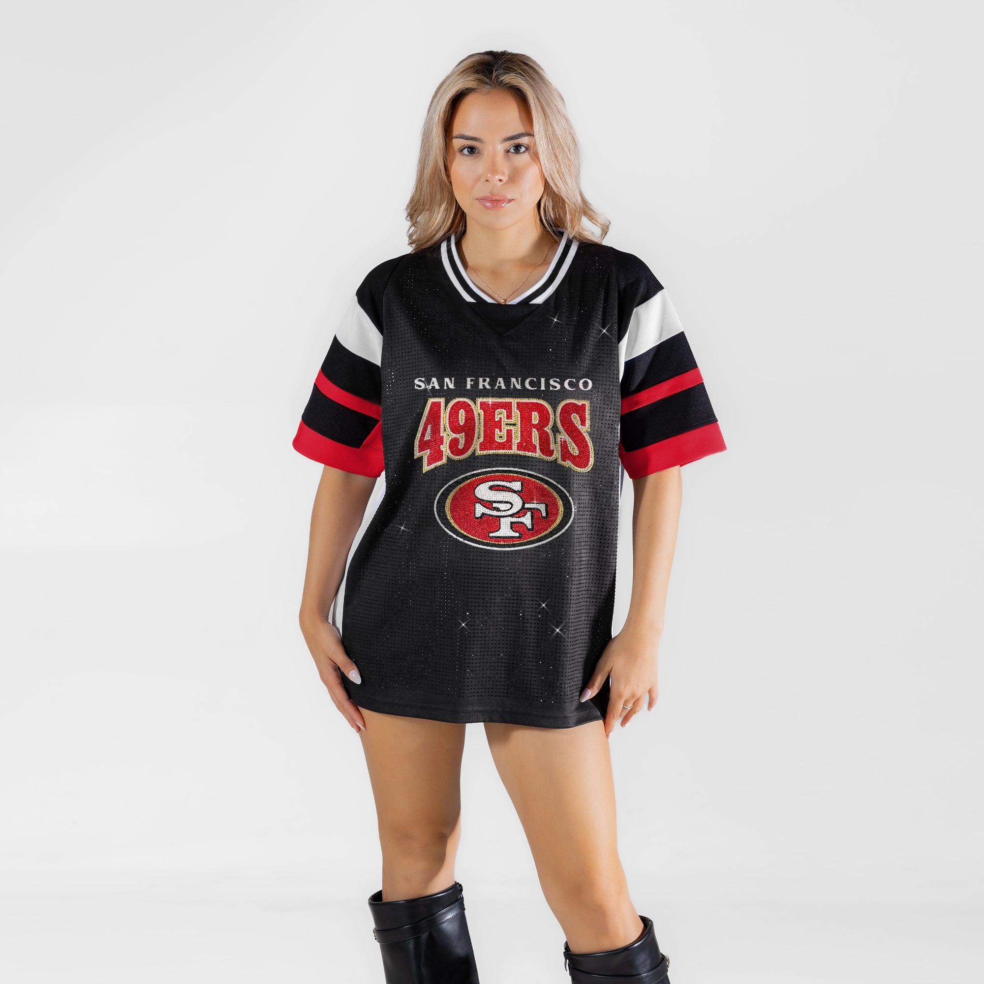 SAN FRANCISCO 49ERS AMPED UP RHINESTONE FASHION TOP