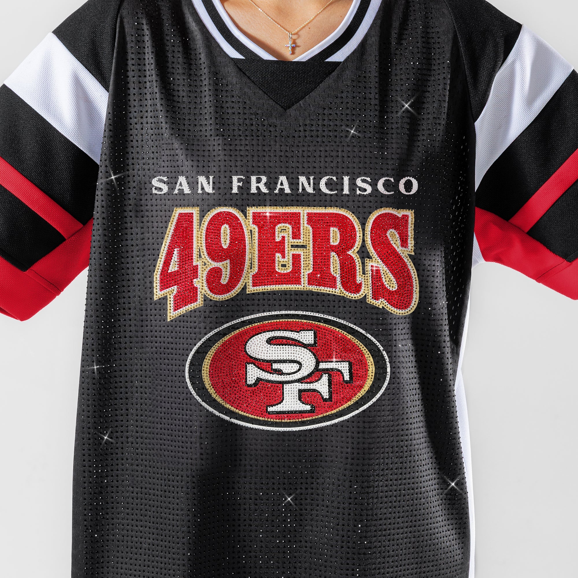 SAN FRANCISCO 49ERS AMPED UP RHINESTONE FASHION TOP