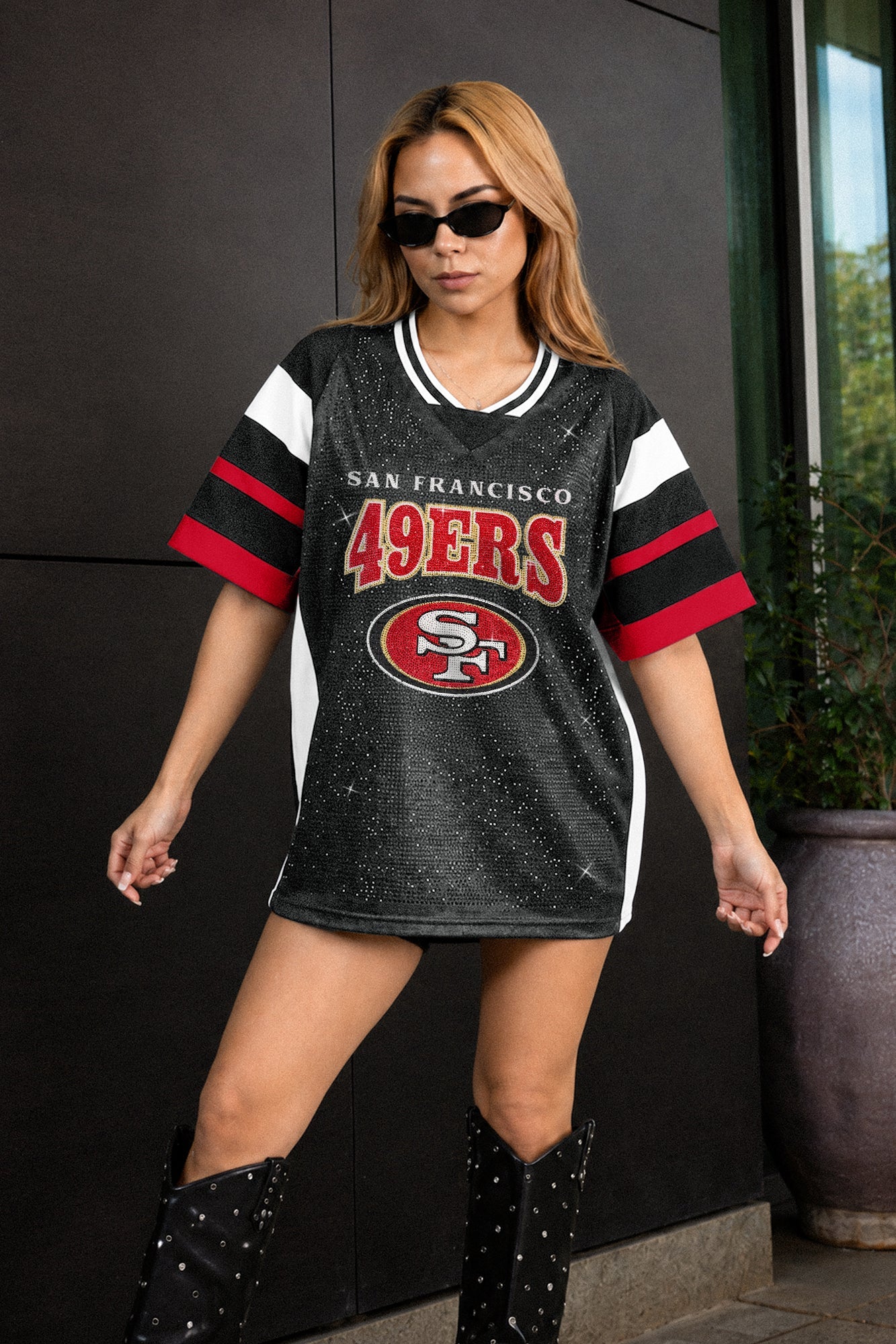 SAN FRANCISCO 49ERS AMPED UP RHINESTONE FASHION TOP