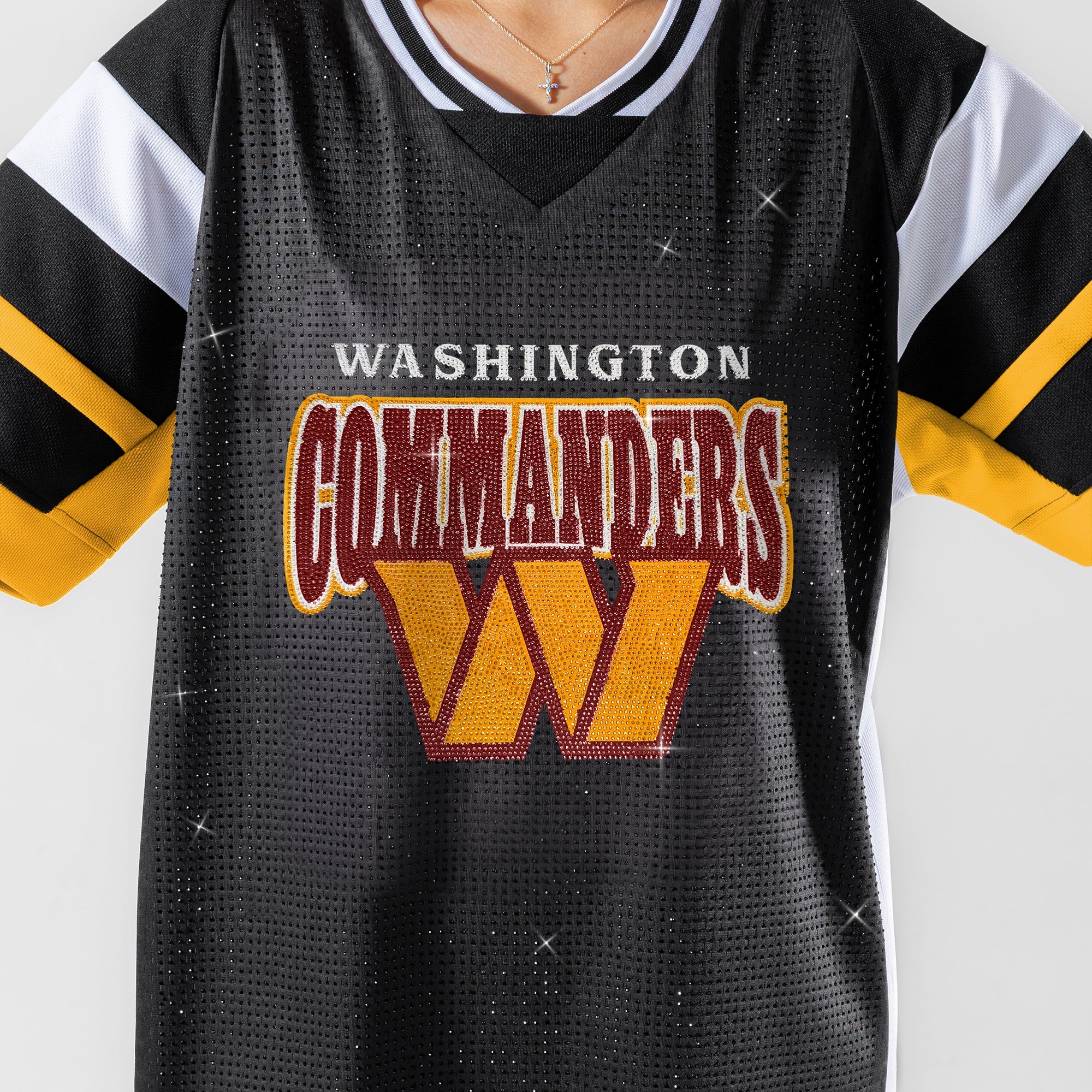 WASHINGTON COMMANDERS AMPED UP RHINESTONE FASHION TOP