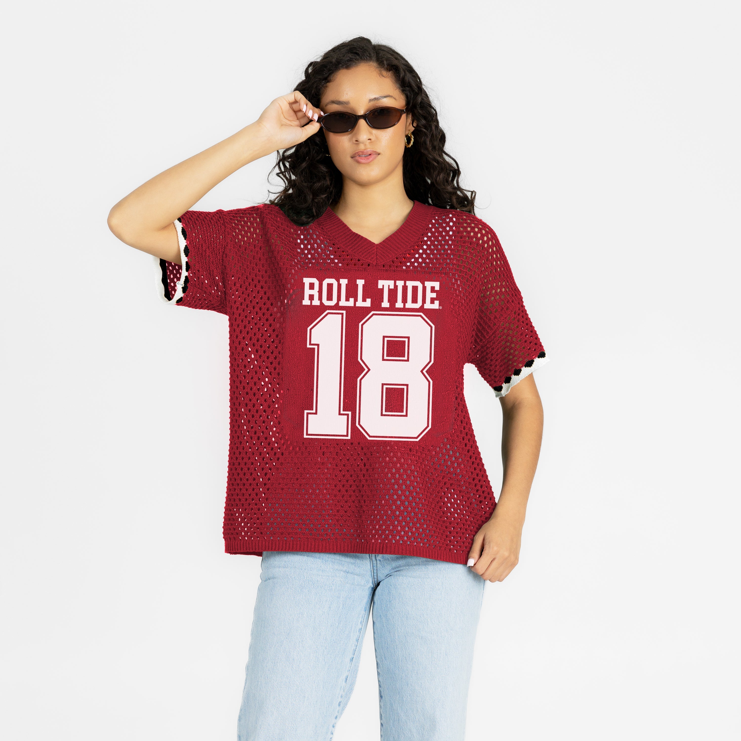 ALABAMA CRIMSON TIDE CATCH YOU LATER OPEN KNIT SWEATER