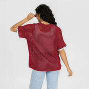 ALABAMA CRIMSON TIDE CATCH YOU LATER OPEN KNIT SWEATER