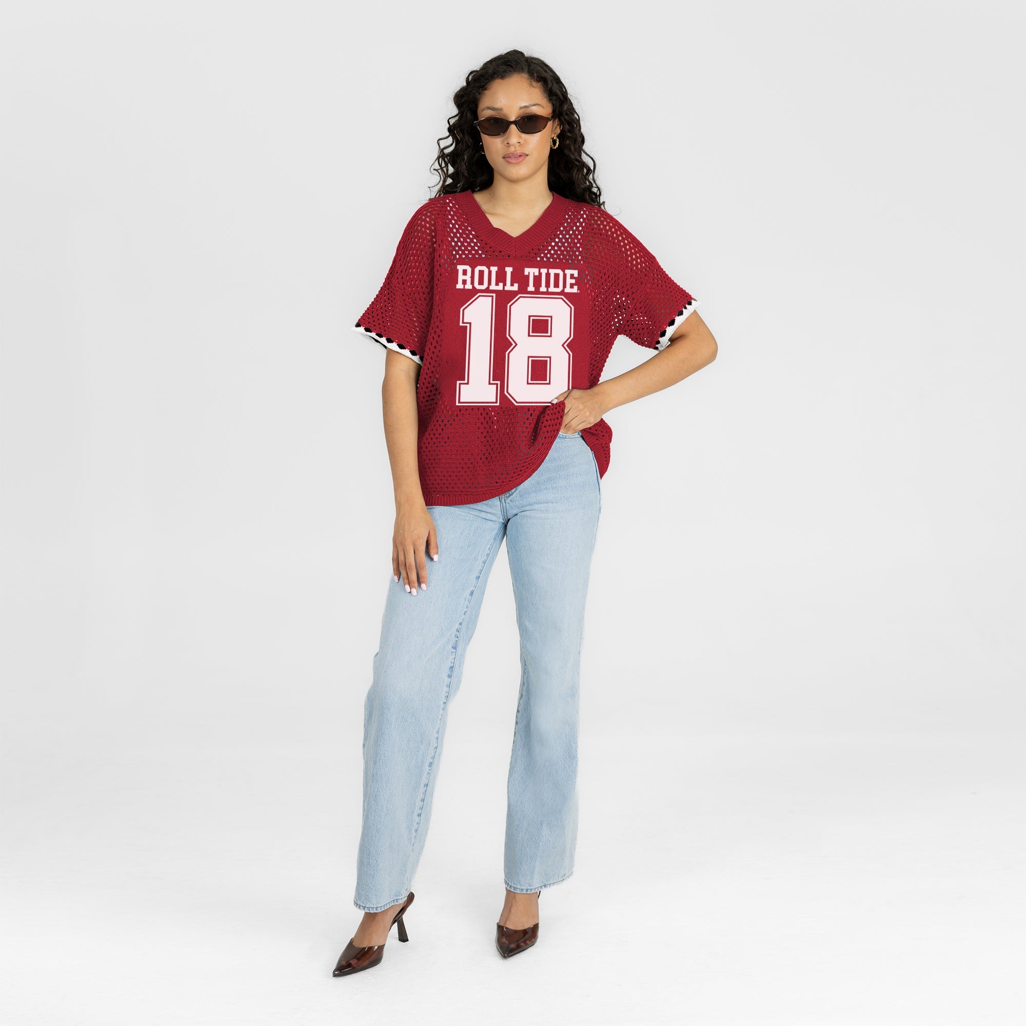 ALABAMA CRIMSON TIDE CATCH YOU LATER OPEN KNIT SWEATER