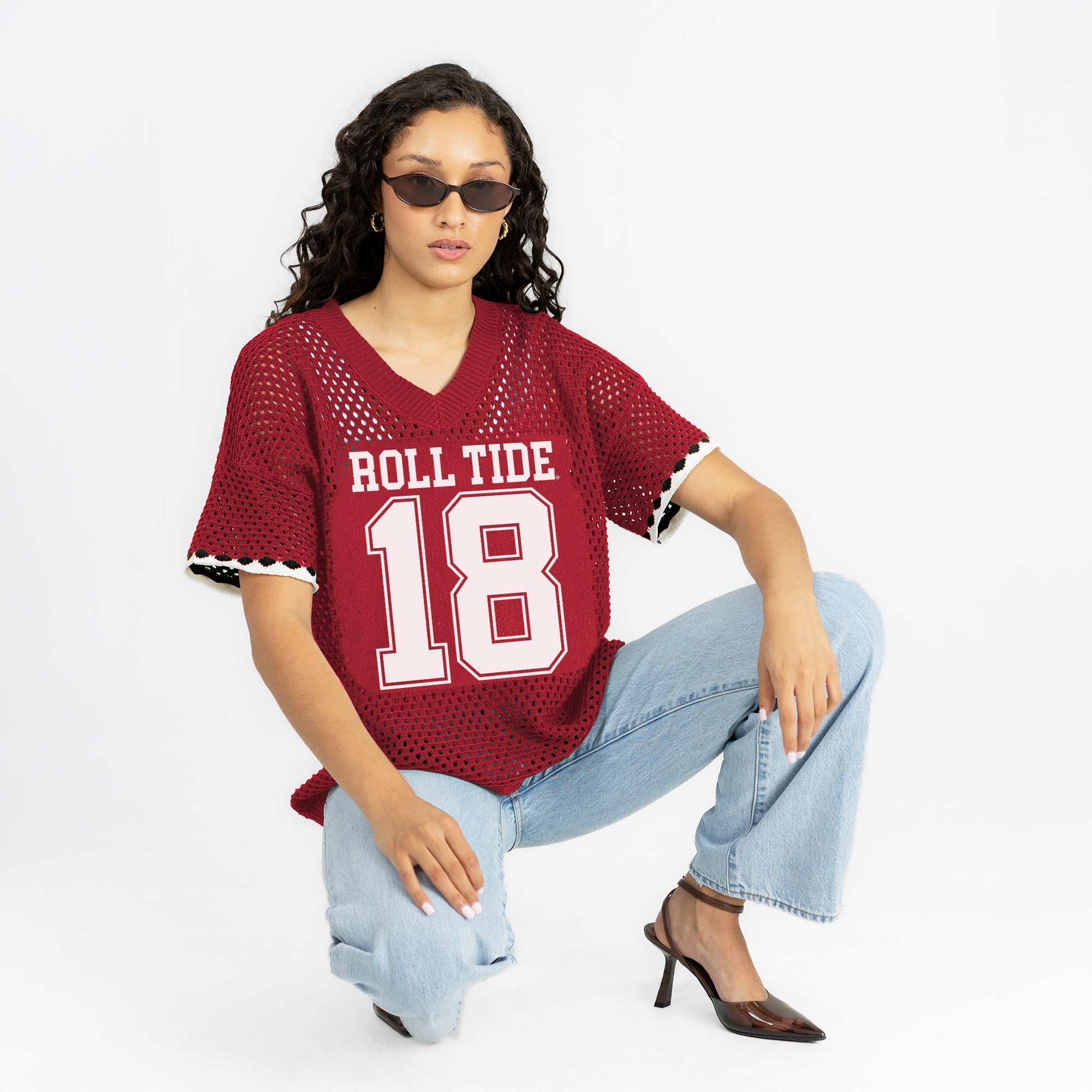 ALABAMA CRIMSON TIDE CATCH YOU LATER OPEN KNIT SWEATER