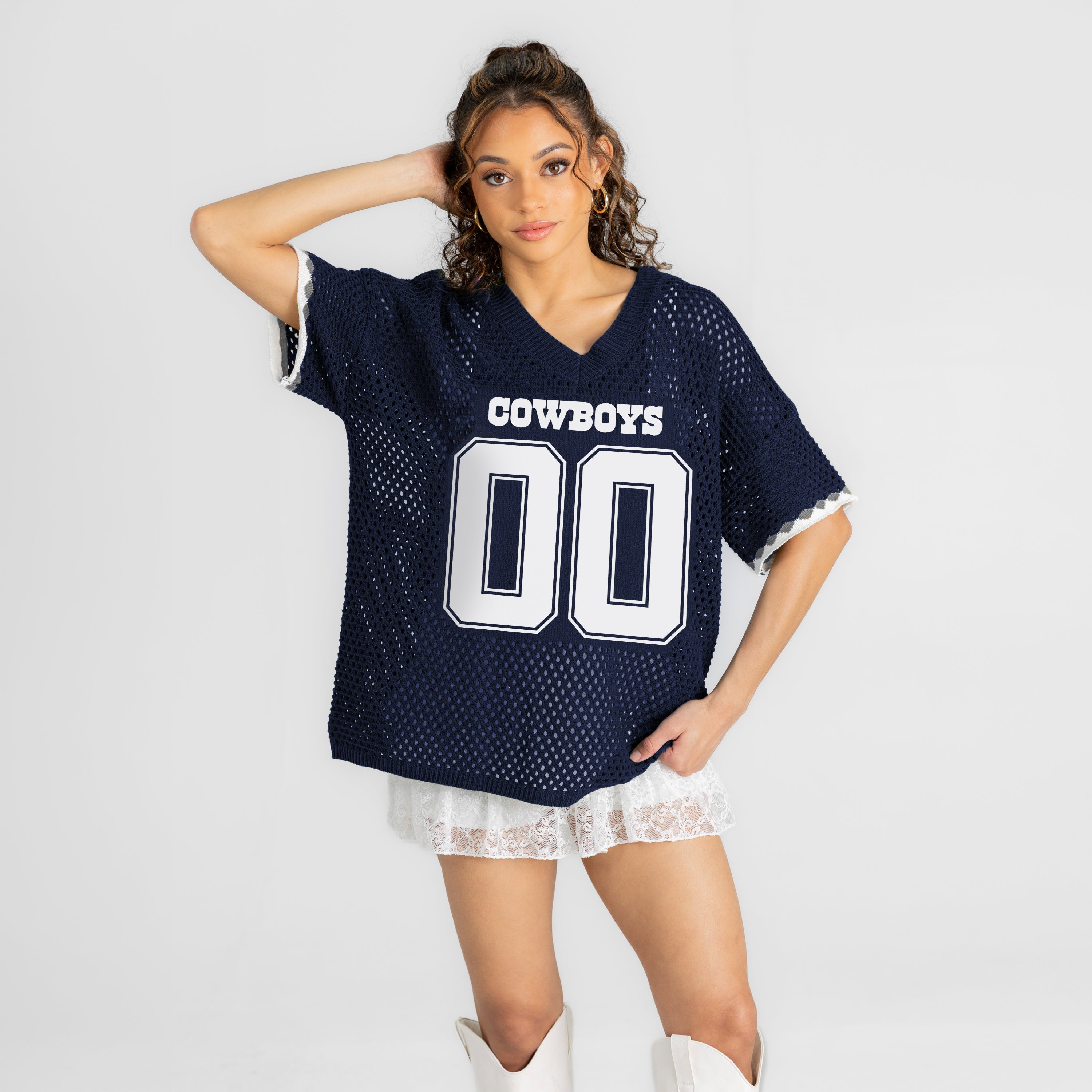 DALLAS COWBOYS CATCH YOU LATER OPEN KNIT SWEATER