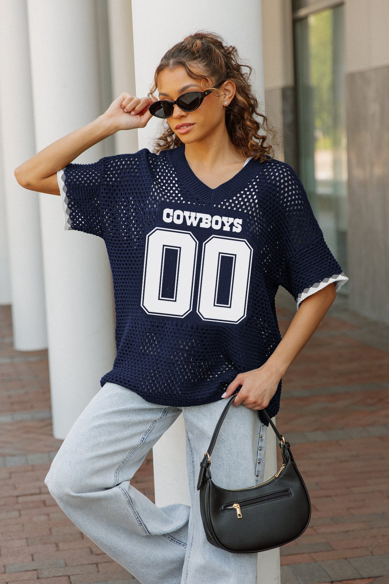 DALLAS COWBOYS CATCH YOU LATER OPEN KNIT SWEATER