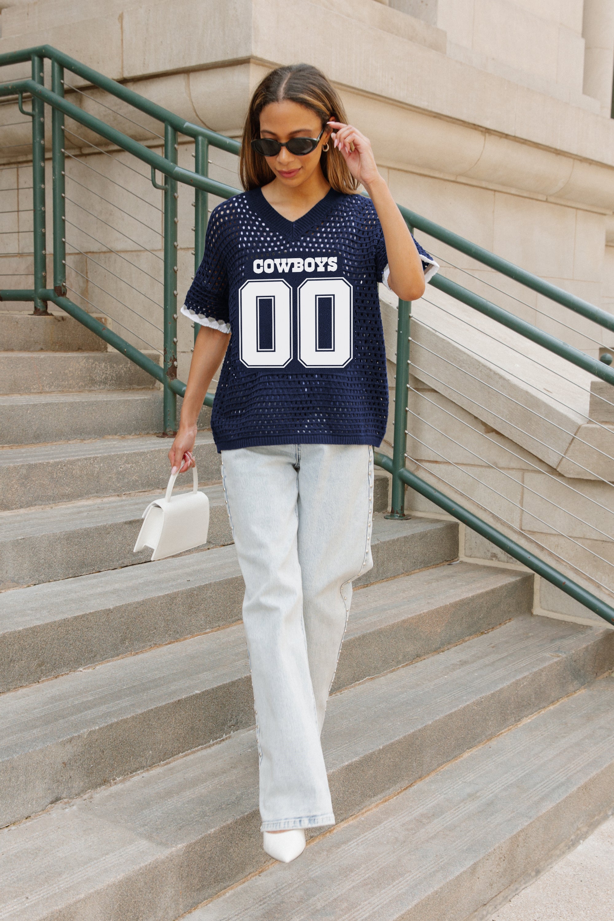 DALLAS COWBOYS CATCH YOU LATER OPEN KNIT SWEATER