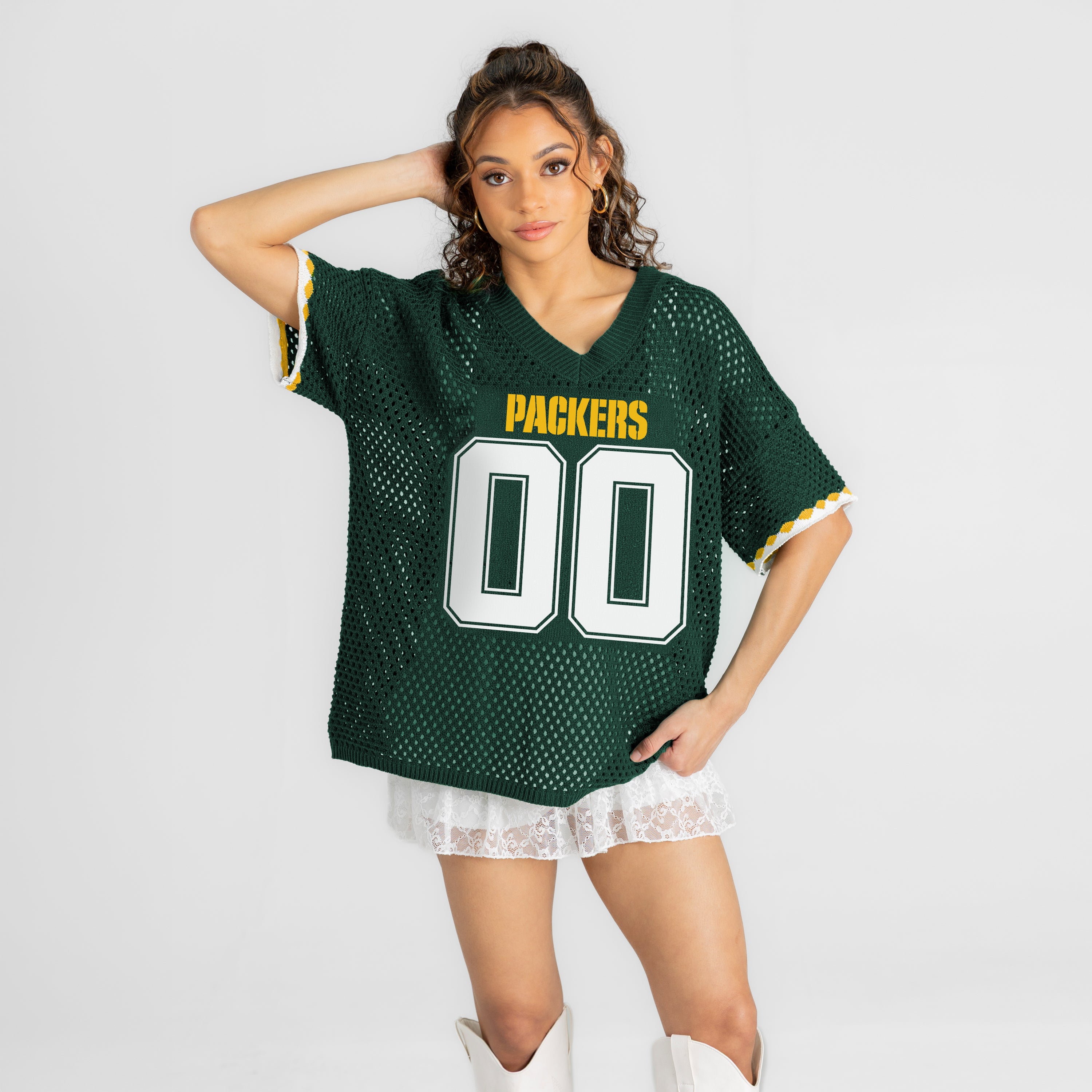 GREEN BAY PACKERS CATCH YOU LATER OPEN KNIT SWEATER