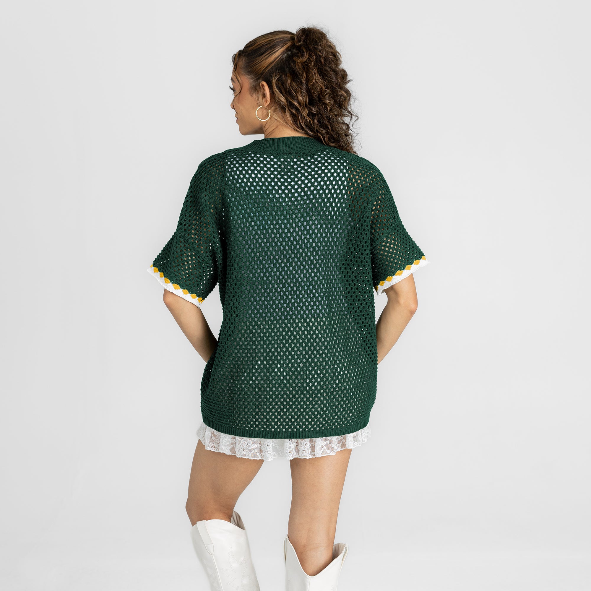 GREEN BAY PACKERS CATCH YOU LATER OPEN KNIT SWEATER