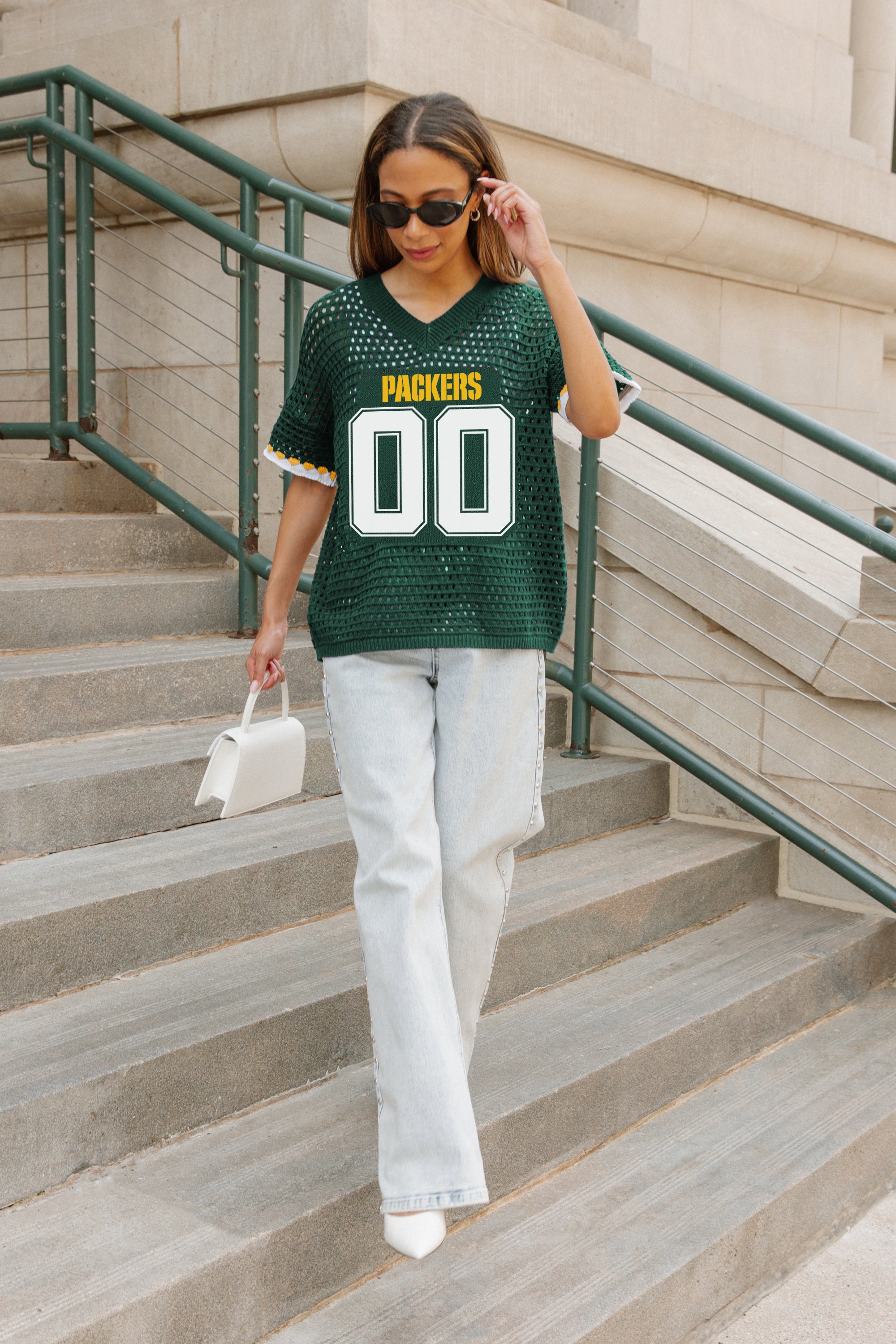 GREEN BAY PACKERS CATCH YOU LATER OPEN KNIT SWEATER