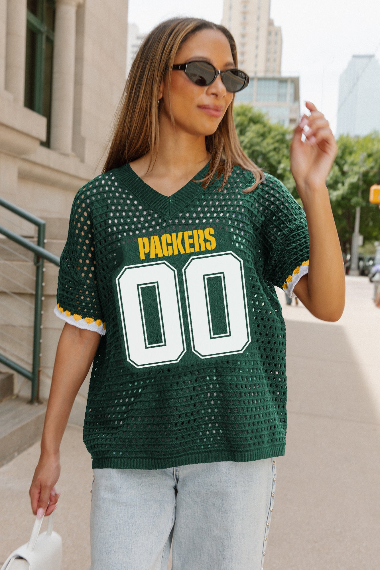 GREEN BAY PACKERS CATCH YOU LATER OPEN KNIT SWEATER