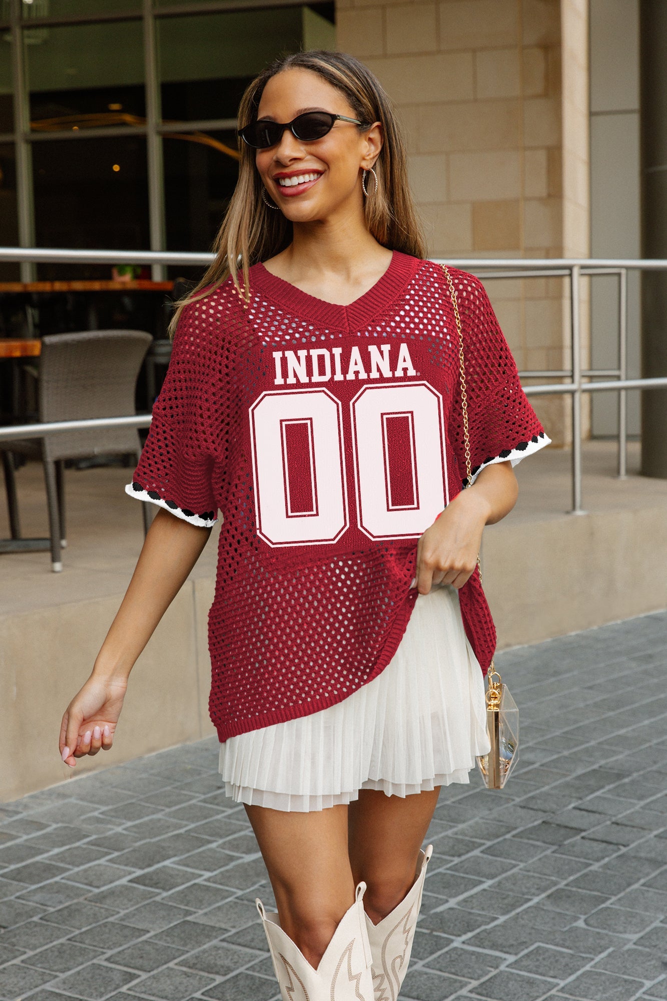 INDIANA HOOSIERS CATCH YOU LATER OPEN KNIT SWEATER