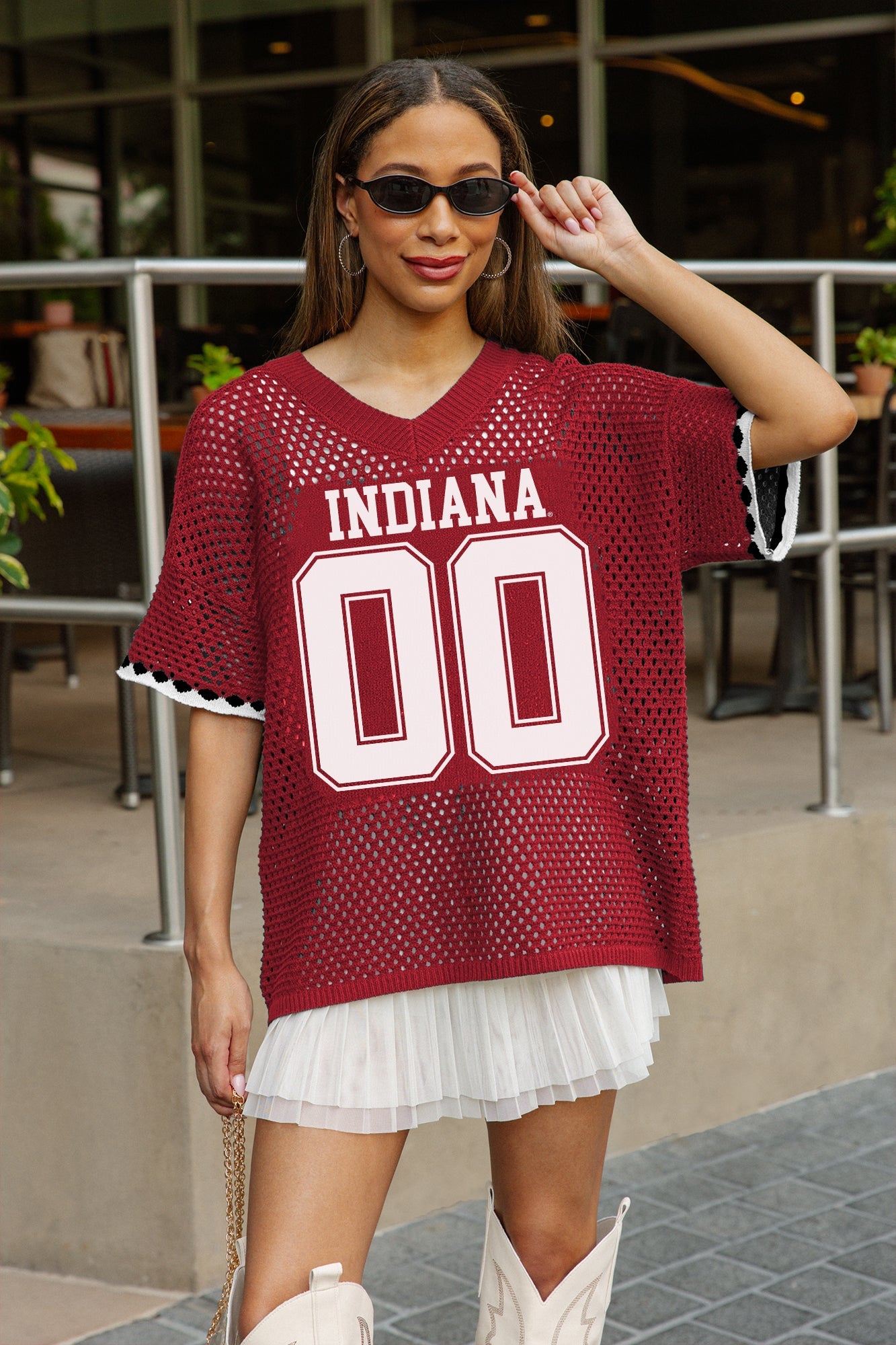 INDIANA HOOSIERS CATCH YOU LATER OPEN KNIT SWEATER