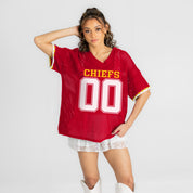 KANSAS CITY CHIEFS CATCH YOU LATER OPEN KNIT SWEATER