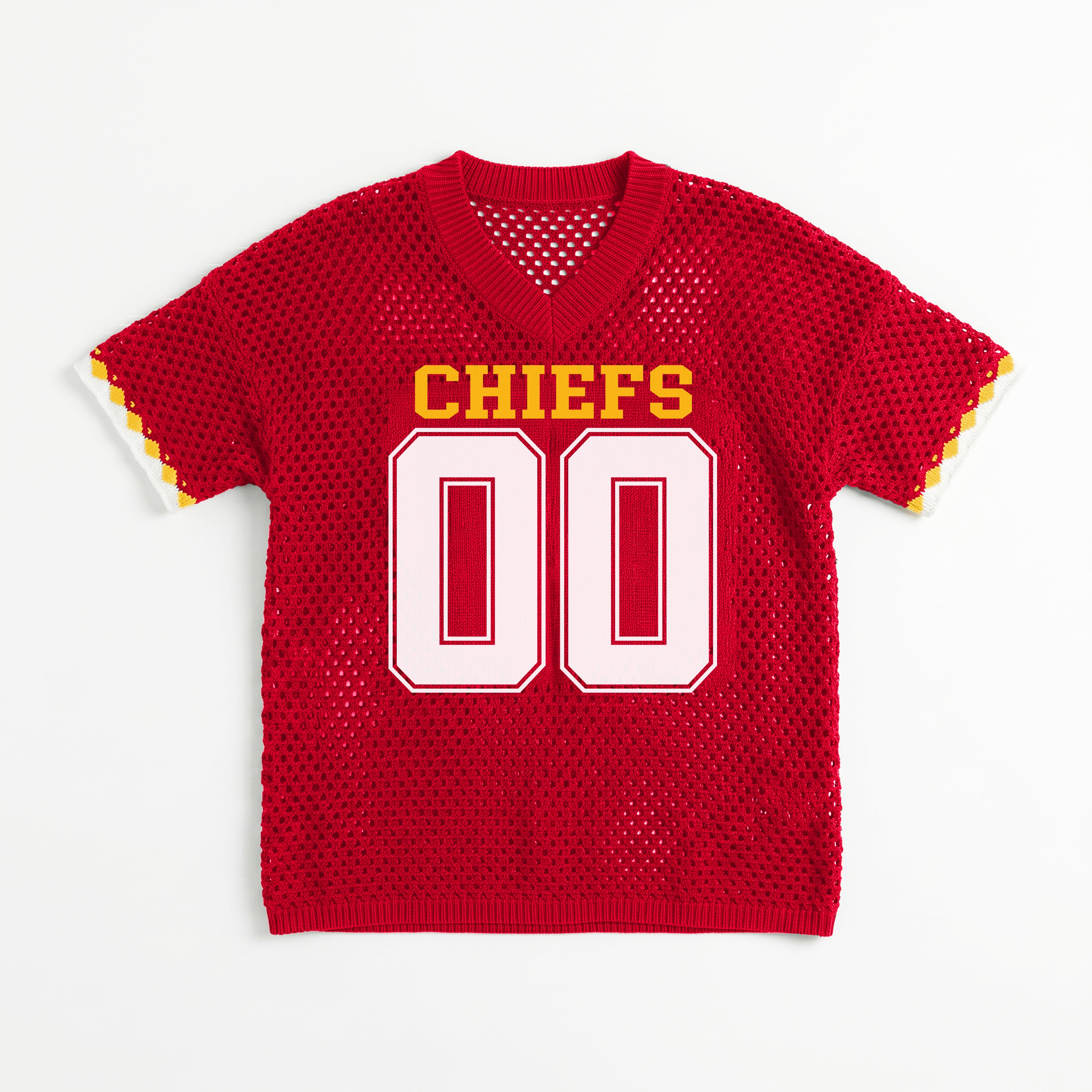 KANSAS CITY CHIEFS CATCH YOU LATER OPEN KNIT SWEATER