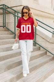 KANSAS CITY CHIEFS CATCH YOU LATER OPEN KNIT SWEATER