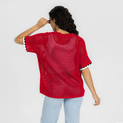 NEBRASKA CORNHUSKERS CATCH YOU LATER OPEN KNIT SWEATER