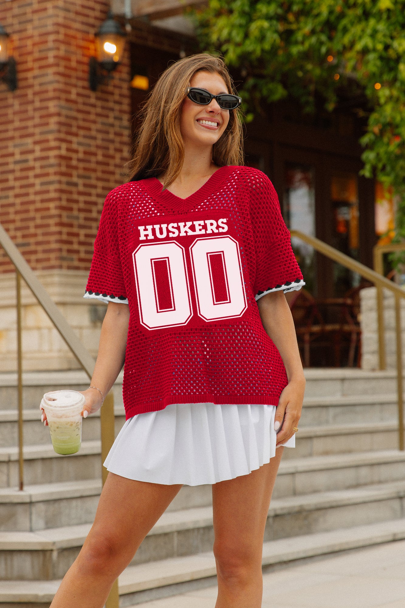 NEBRASKA CORNHUSKERS CATCH YOU LATER OPEN KNIT SWEATER