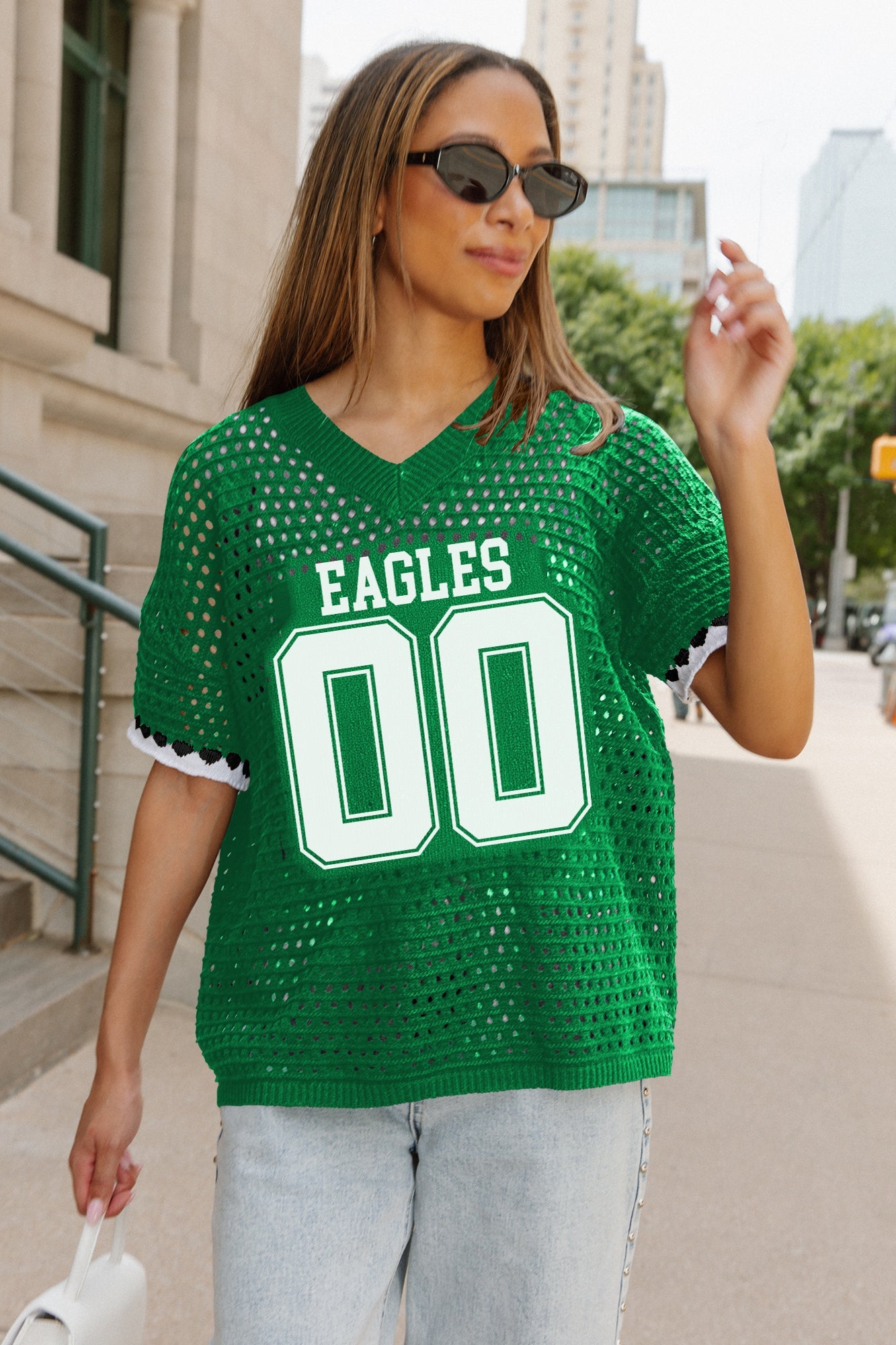 PHILADELPHIA EAGLES CATCH YOU LATER OPEN KNIT SWEATER