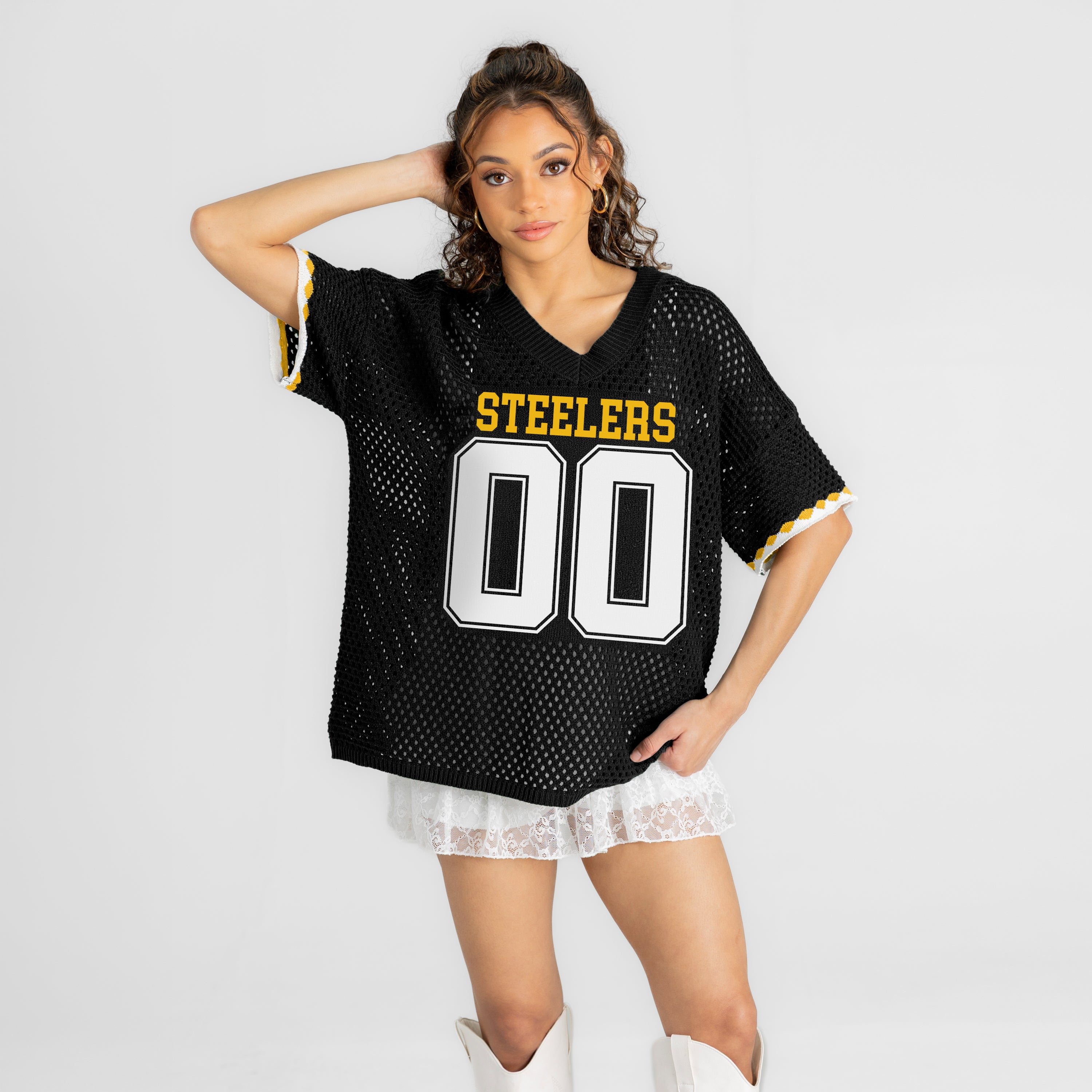 PITTSBURGH STEELERS CATCH YOU LATER OPEN KNIT SWEATER
