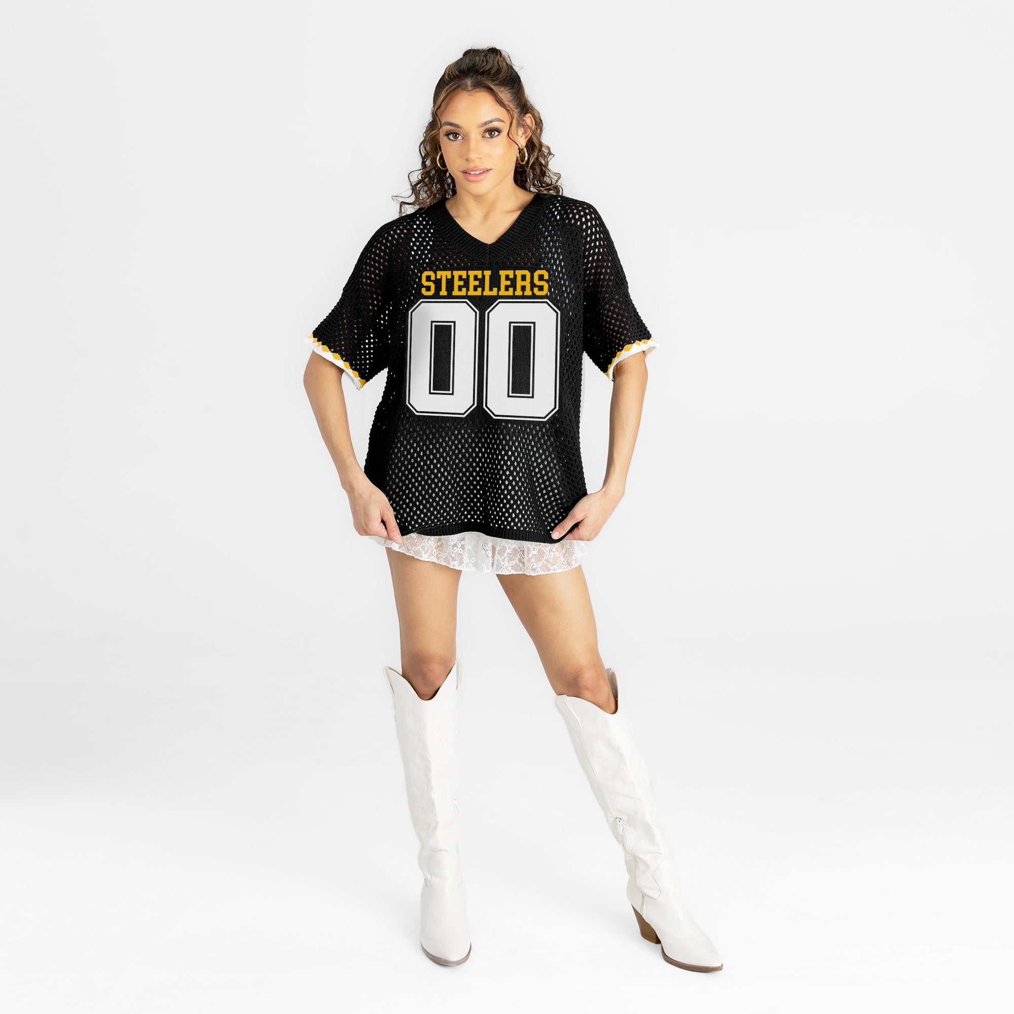 PITTSBURGH STEELERS CATCH YOU LATER OPEN KNIT SWEATER