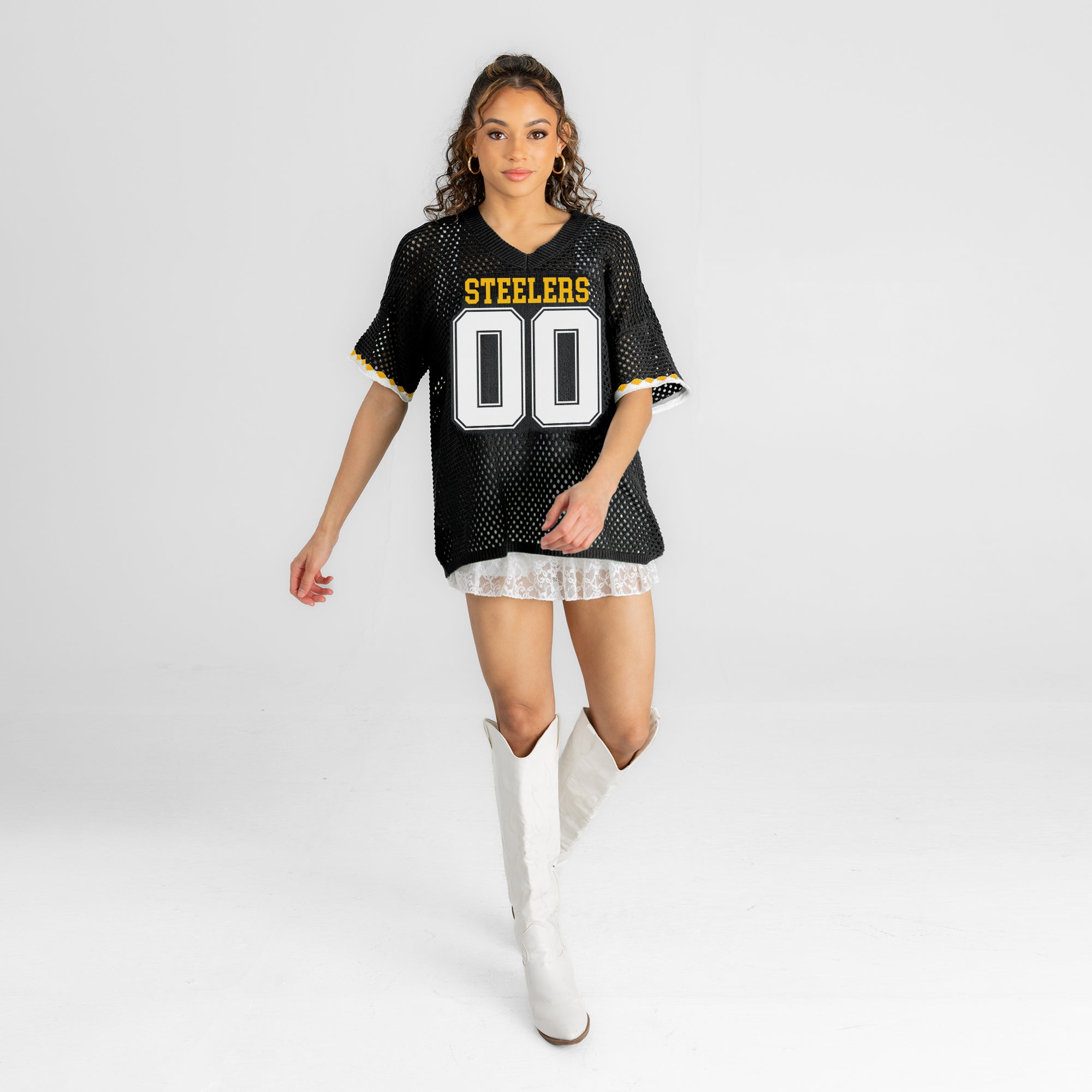 PITTSBURGH STEELERS CATCH YOU LATER OPEN KNIT SWEATER