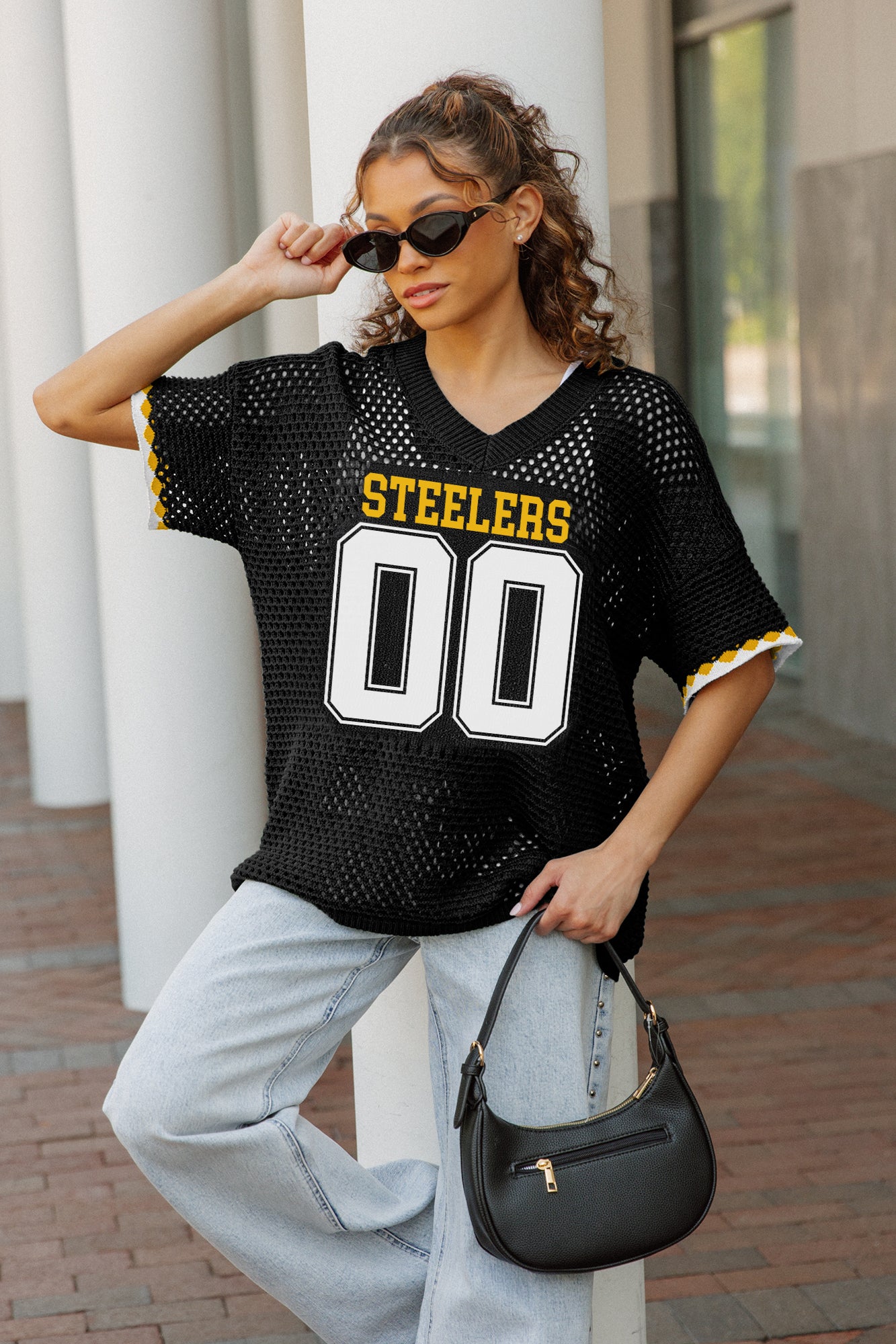PITTSBURGH STEELERS CATCH YOU LATER OPEN KNIT SWEATER