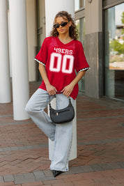 SAN FRANCISCO 49ERS CATCH YOU LATER OPEN KNIT SWEATER