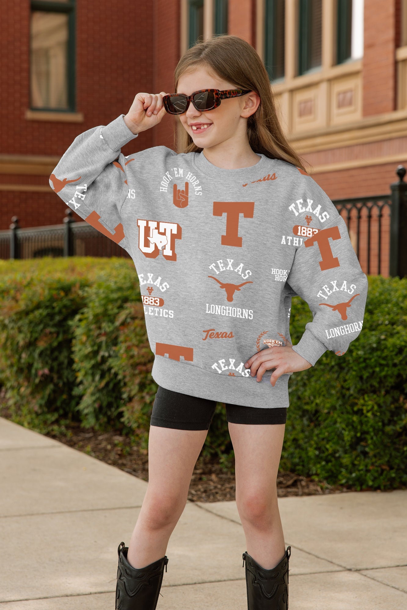 TEXAS LONGHORNS ALWAYS ON REPEAT KIDS PREMIUM CREWNECK SWEATSHIRT