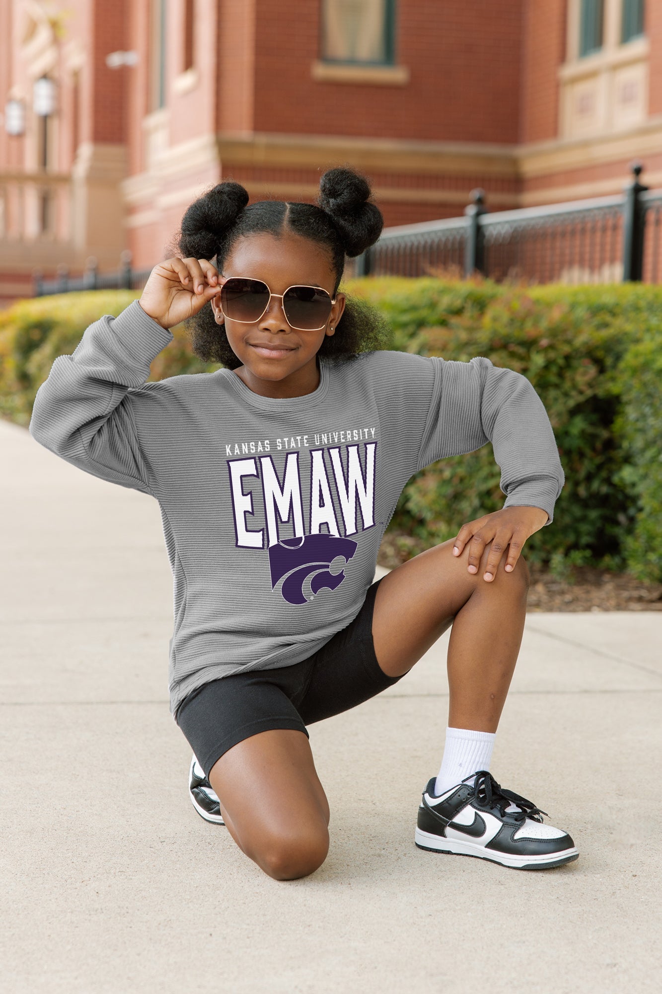 KANSAS STATE WILDCATS PURE MOTION KIDS VINTAGE WASH CORDED PULLOVER