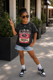 ALABAMA CRIMSON TIDE SKY'S THE LIMIT KIDS VINTAGE WASH RHINESTONE TEE