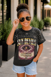 ARIZONA STATE SUN DEVILS SKY'S THE LIMIT KIDS VINTAGE WASH RHINESTONE TEE